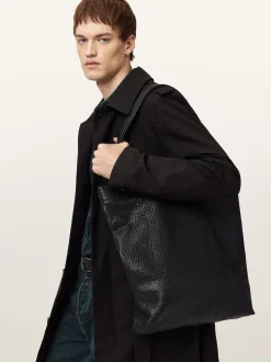 AllSaints Black Yuto Leather Tote