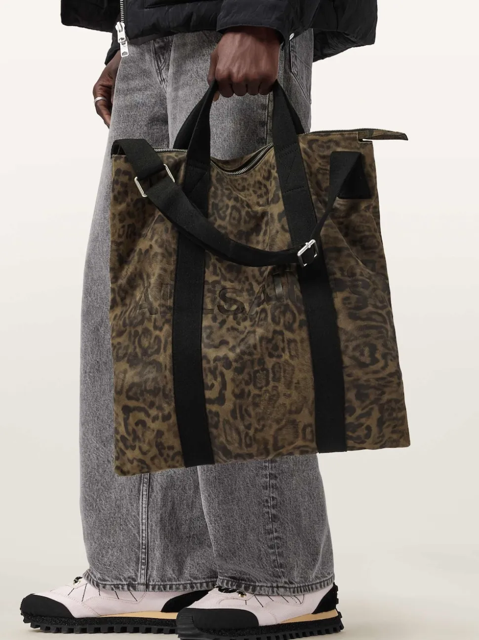AllSaints Green Kei Leopd Backpack