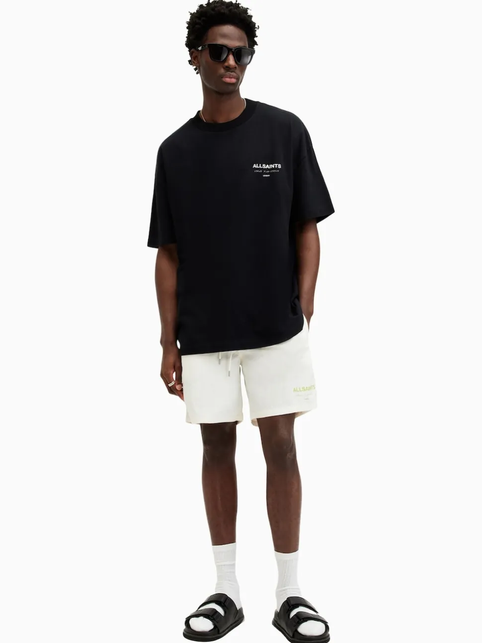 AllSaints Green Underground Swim Shorts