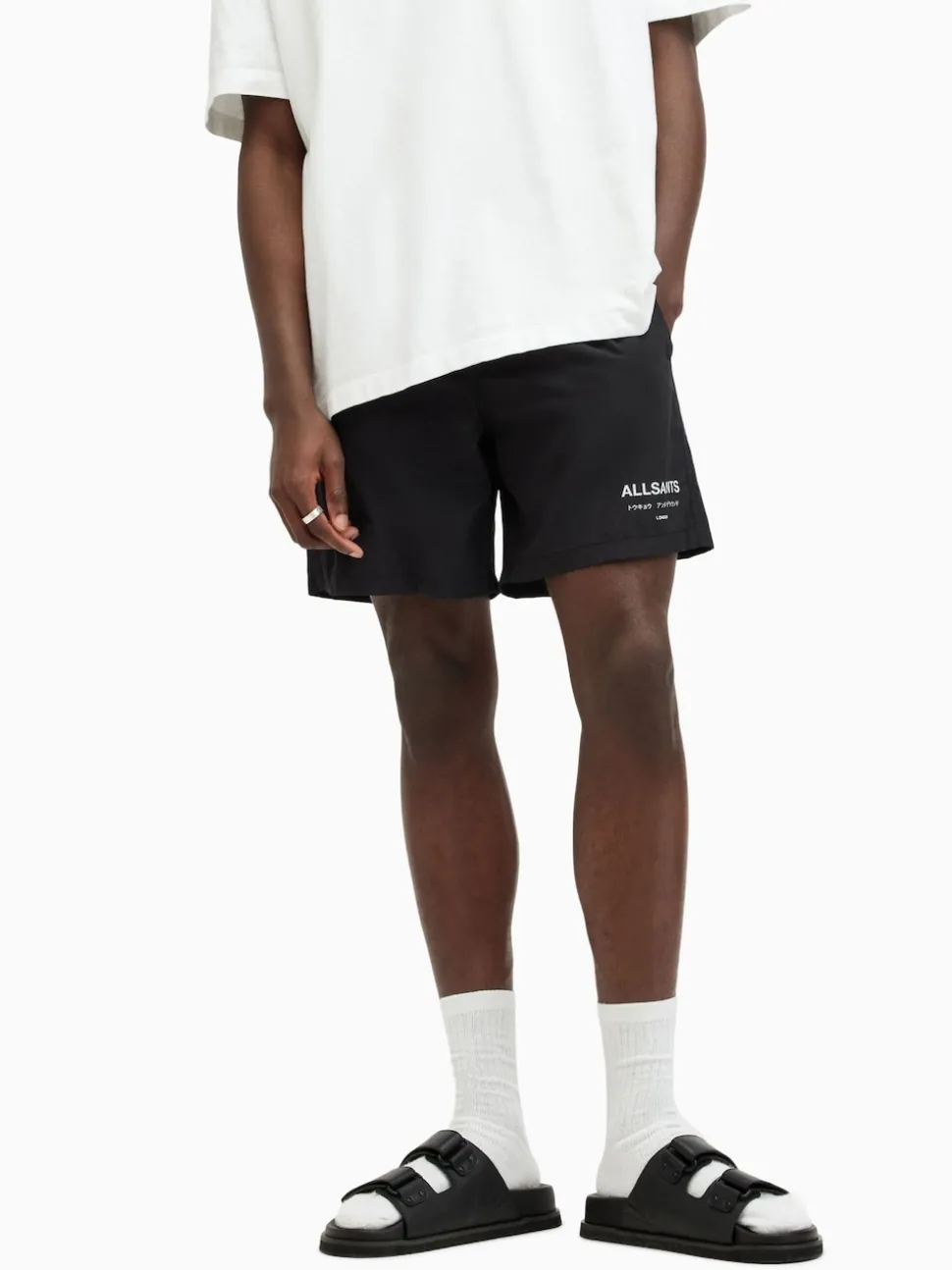 AllSaints Underground Black Swim Shorts