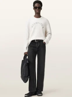 AllSaints White Curv Crew Jumper