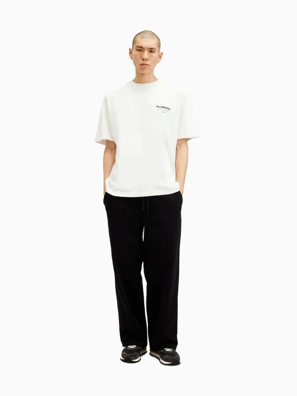 AllSaints White Underground Oversized Cotton Crew Neck T-Shirt