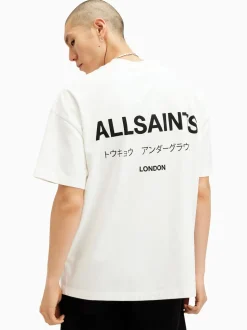 AllSaints White Underground Oversized Cotton Crew Neck T-Shirt