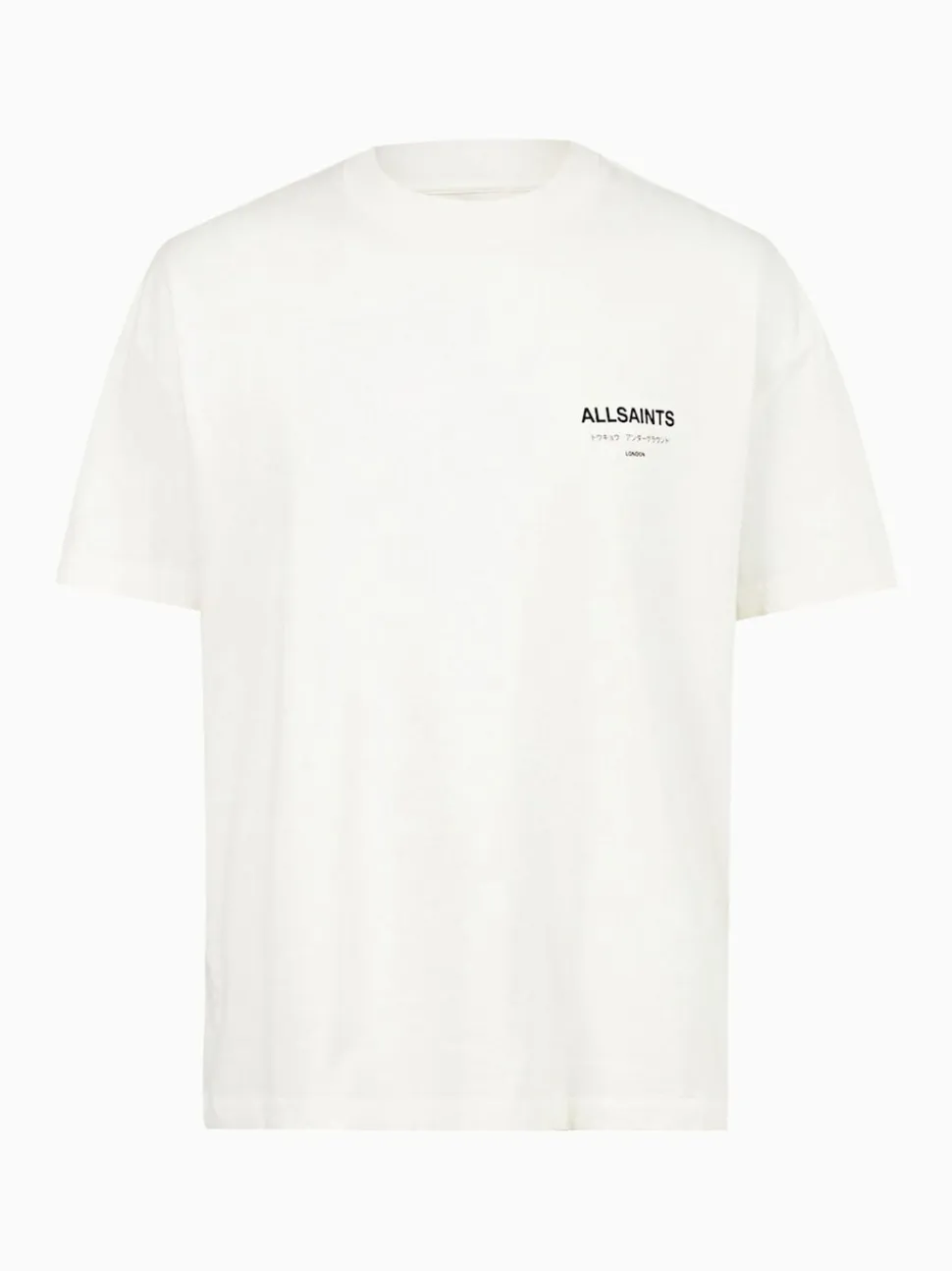 AllSaints White Underground Oversized Cotton Crew Neck T-Shirt