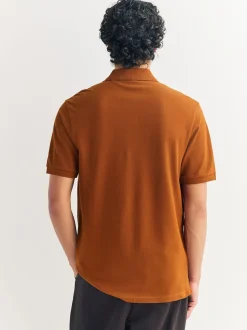 Amber Orange Regular Fit Short Sleeve Pique Polo Shirt