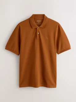 Amber Orange Regular Fit Short Sleeve Pique Polo Shirt