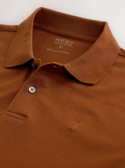 Amber Orange Regular Fit Short Sleeve Pique Polo Shirt
