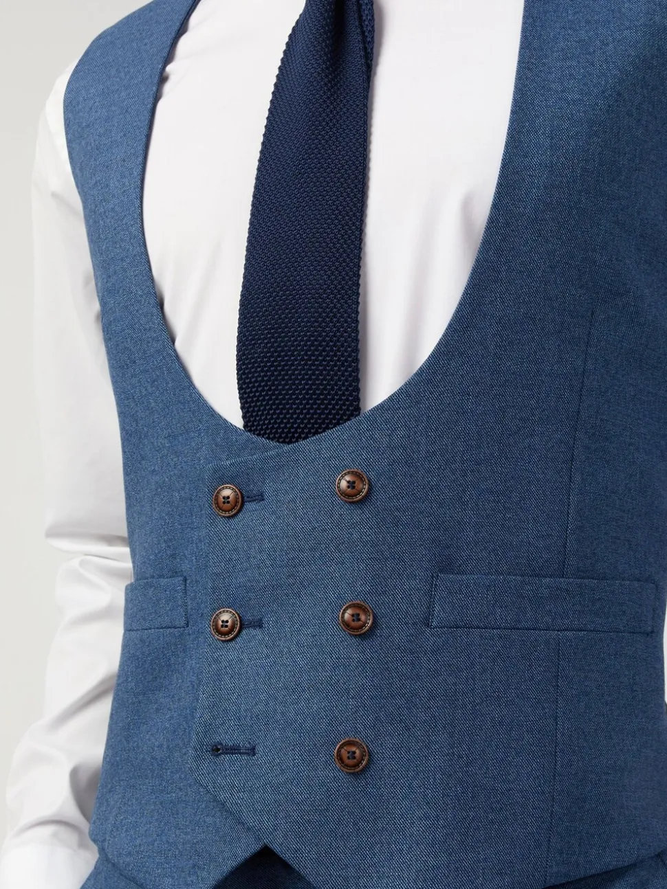 Antique Rogue Blue Blake Texture DB Waistcoat