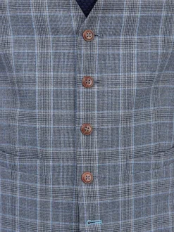 Antique Rogue Blue Letso Check Waistcoat
