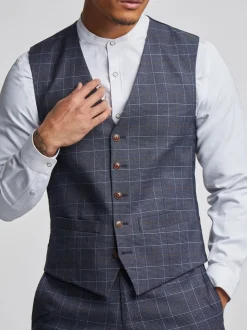 Antique Rogue Blue Overcheck Waistcoat