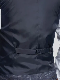 Antique Rogue Blue Overcheck Waistcoat