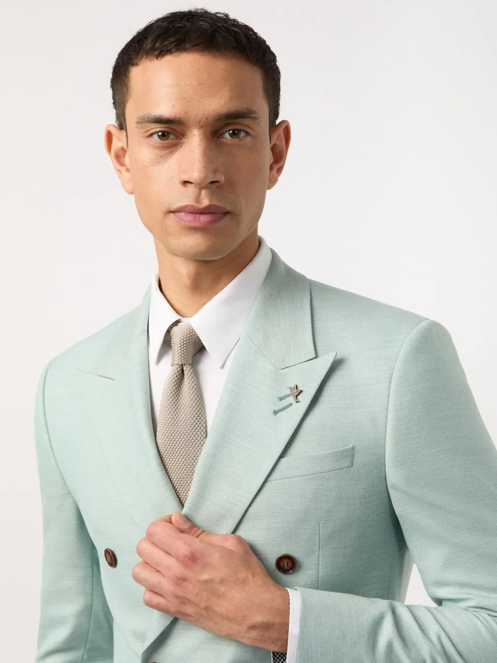 Antique Rogue Blue Slim Seafoam Texture DB Jacket