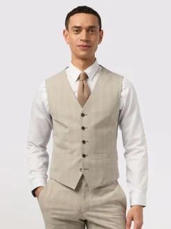 Antique Rogue Cream Putty Check Waistcoat