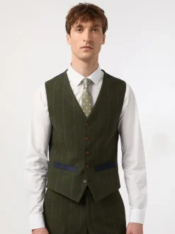 Antique Rogue Green And Blue Hooper Check Waistcoat