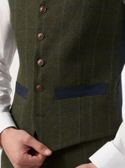 Antique Rogue Green And Blue Hooper Check Waistcoat