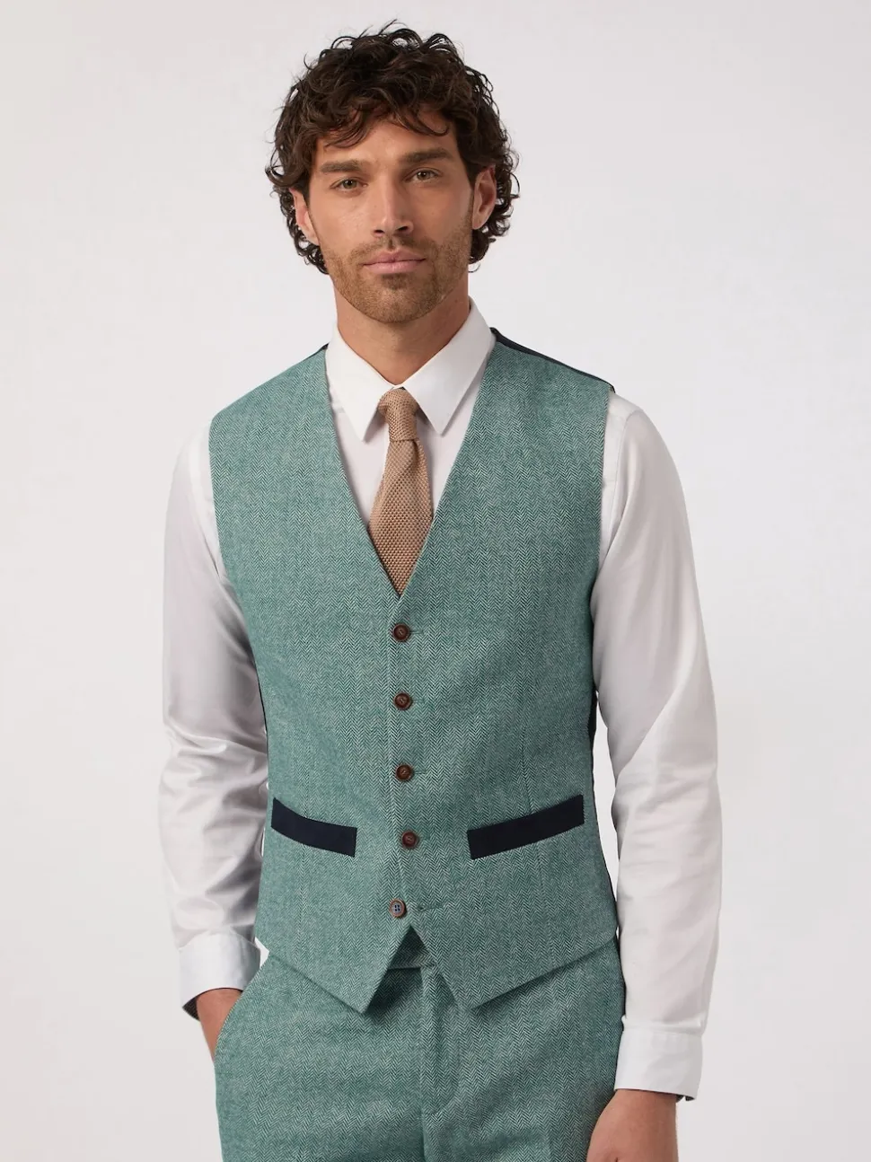 Antique Rogue Green Tweed Waistcoat
