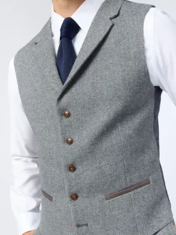 Antique Rogue Grey Herringbone Tweed Waistcoat