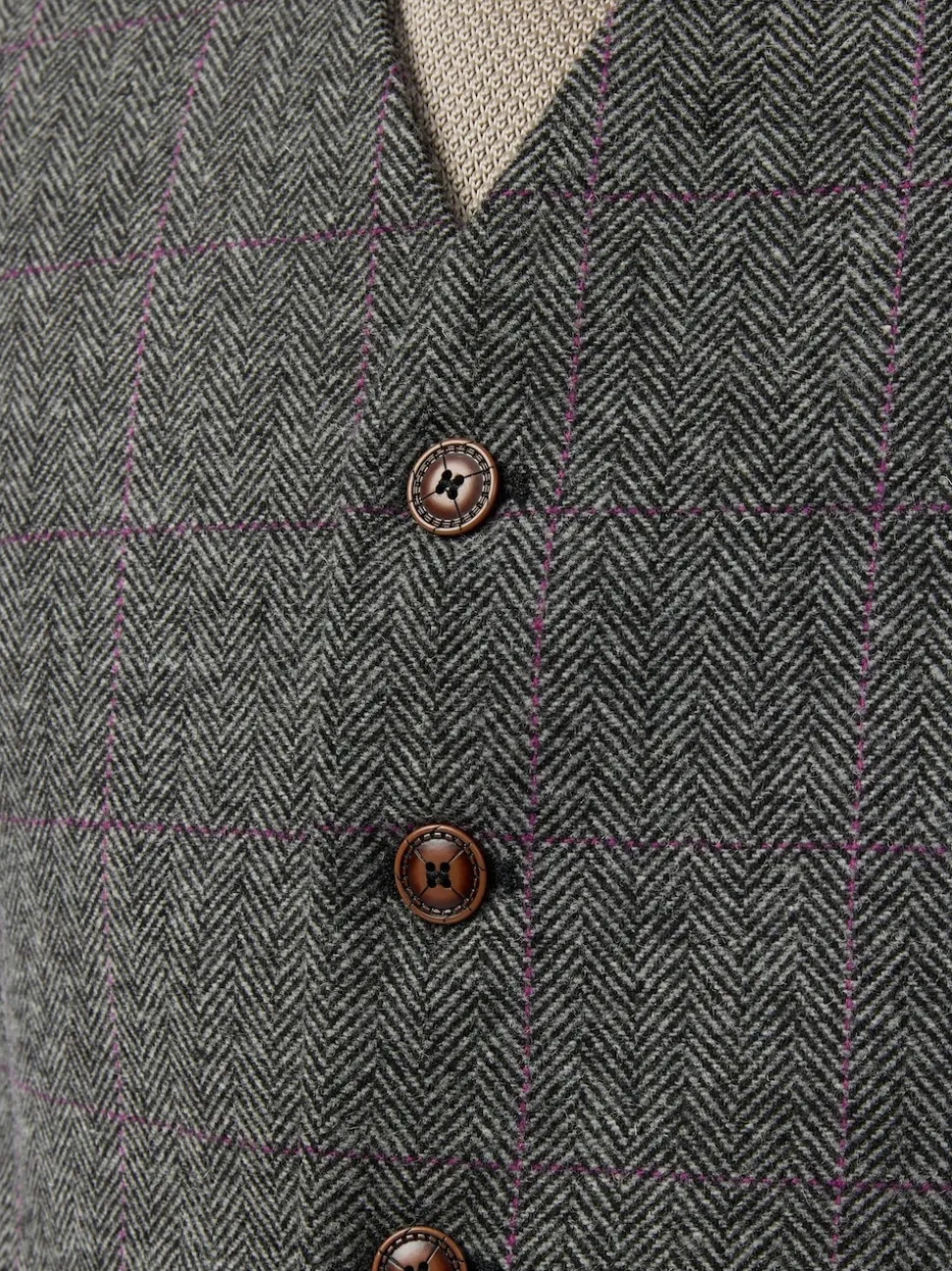 Antique Rogue Grey Jace Tweed Waistcoat