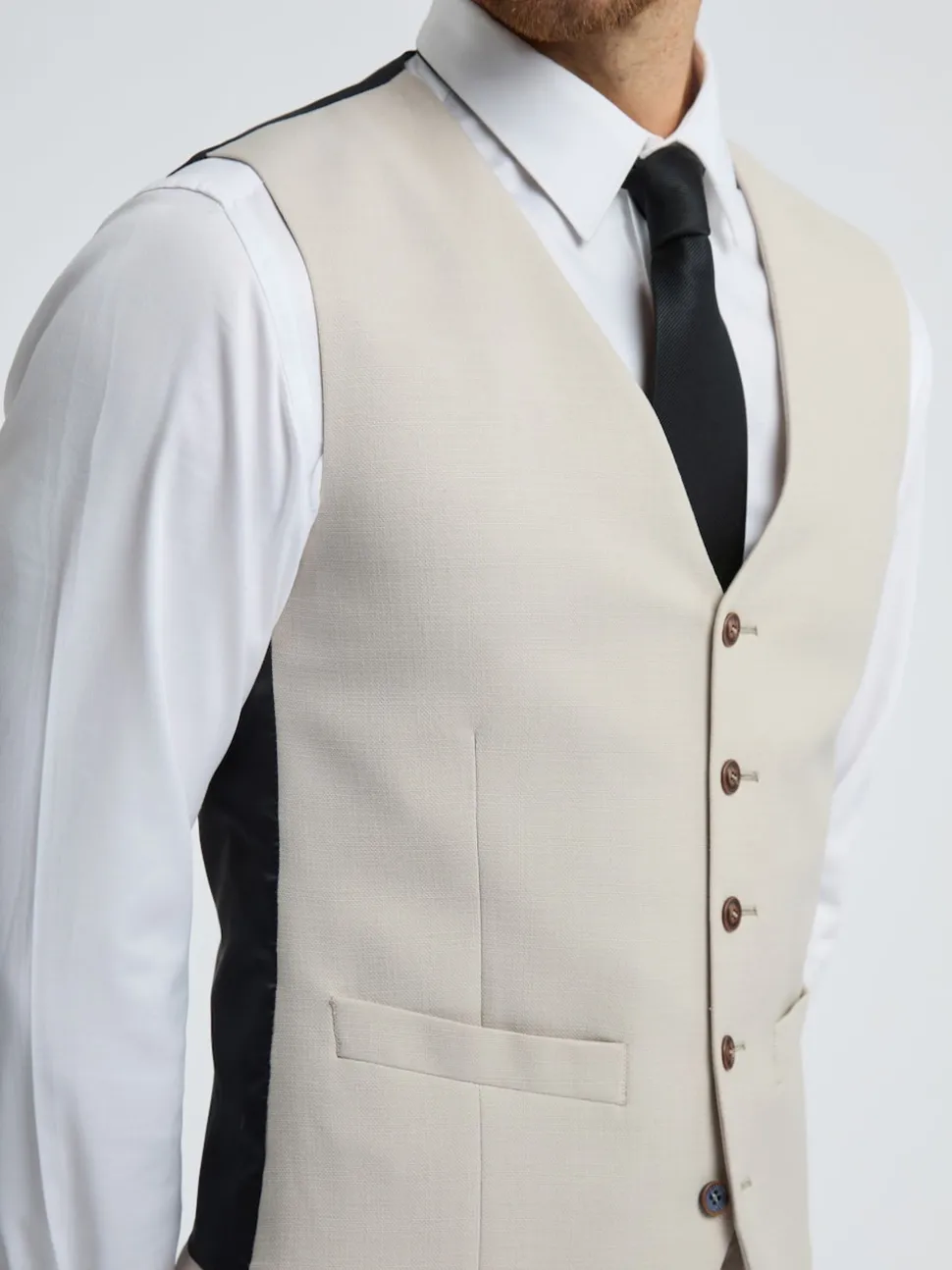 Antique Rogue Natural Branton Ecru Texture Waistcoats