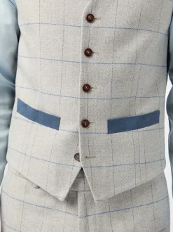 Antique Rogue Taupe Powell Check Tweed Waistcoat