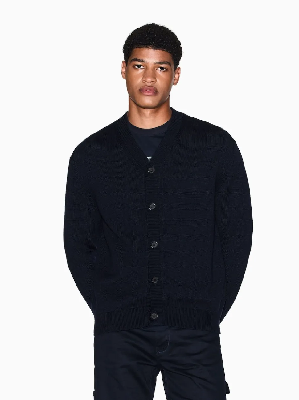 Armani Exchange Regular Fit Blue Logo Cardigan