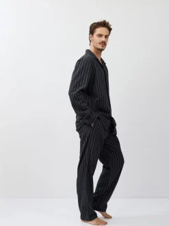Aruelle Caleb Pinstripe Long Grey Pyjamas Set