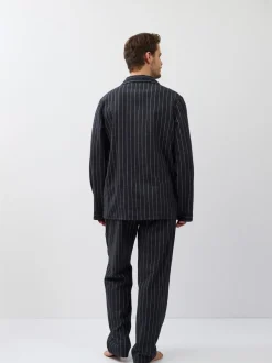 Aruelle Caleb Pinstripe Long Grey Pyjamas Set