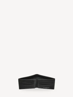 Aspinal of London Black Billfold Wallet 8CC Pebble with Smooth Interior Leather