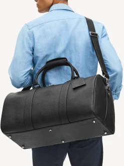 Aspinal of London Black Boston Travel Grain Leather Bag