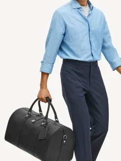 Aspinal of London Black Boston Travel Grain Leather Bag