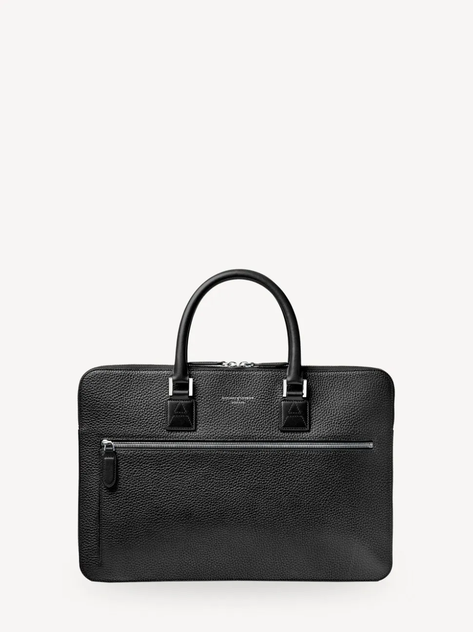Aspinal of London Black Connaught Folio Pebble Leather Laptop Bag