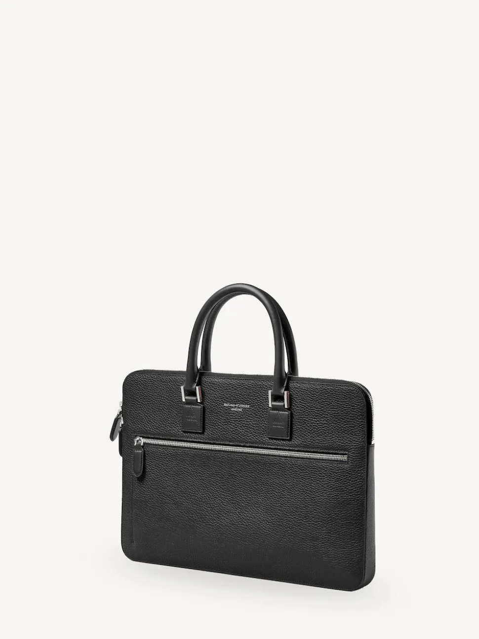 Aspinal of London Black Connaught Folio Pebble Leather Laptop Bag