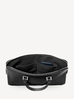 Aspinal of London Black Connaught Folio Pebble Leather Laptop Bag