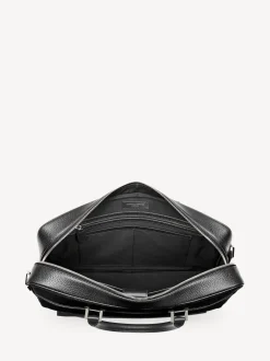 Aspinal of London Black Mount Street Laptop Pebble Leather Briefcase