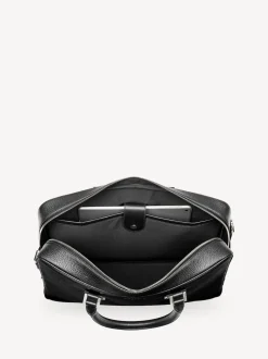 Aspinal of London Black Mount Street Laptop Pebble Leather Briefcase