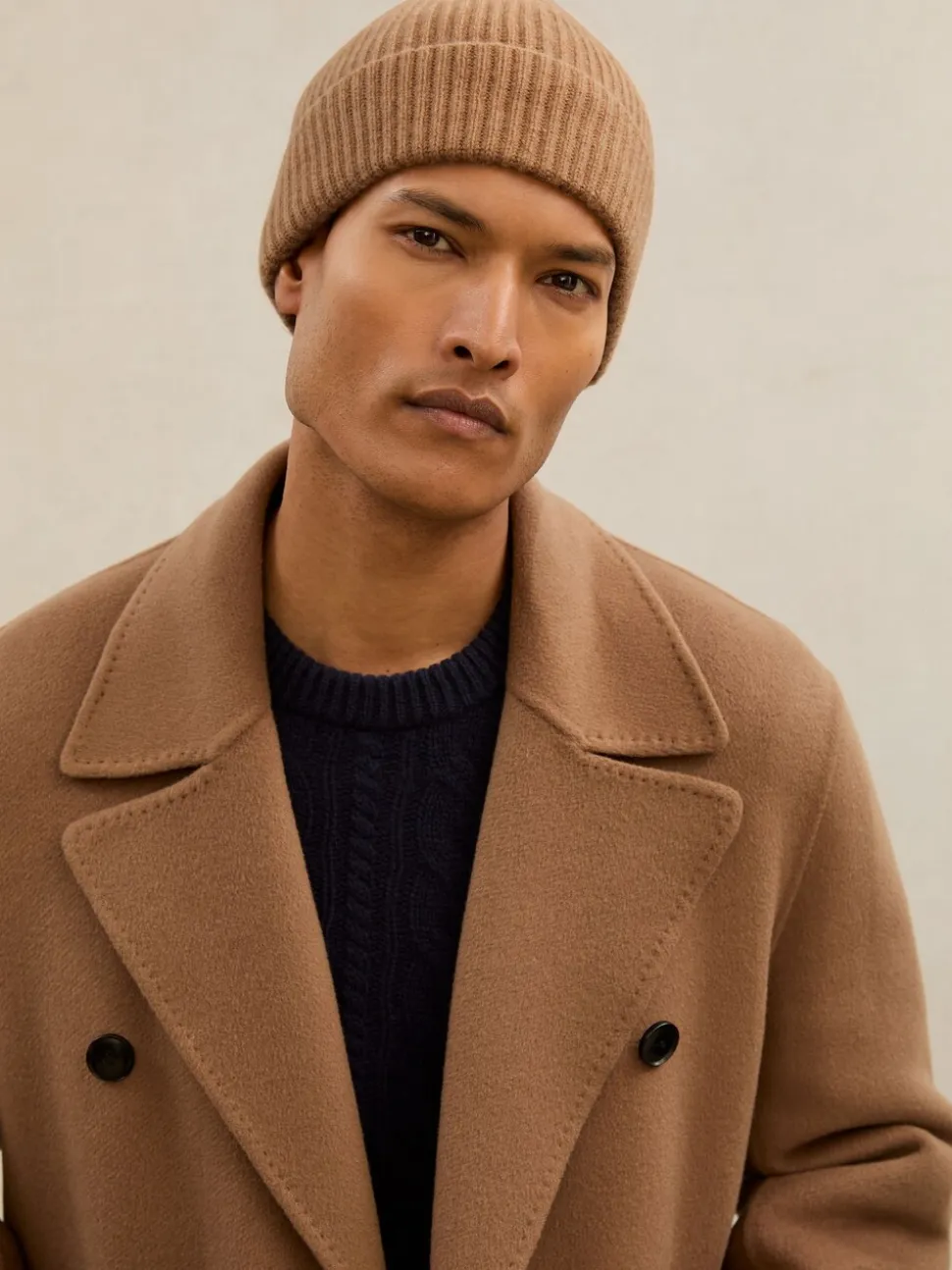 Atelier Oatmeal Guernsey Atelier 100% Cashmere Rib-Knit Beanie