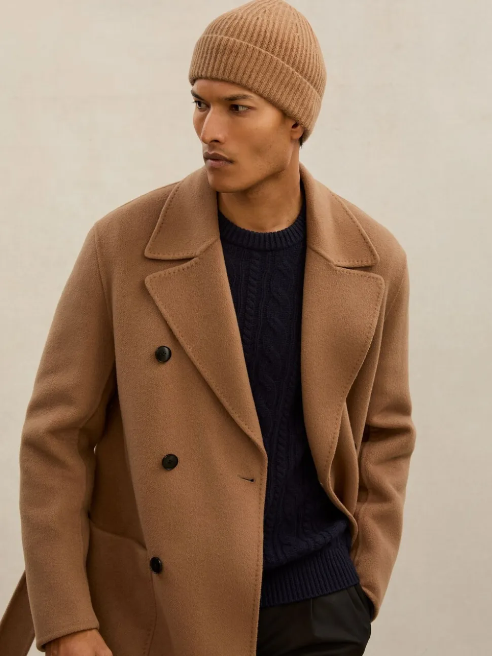 Atelier Oatmeal Guernsey Atelier 100% Cashmere Rib-Knit Beanie