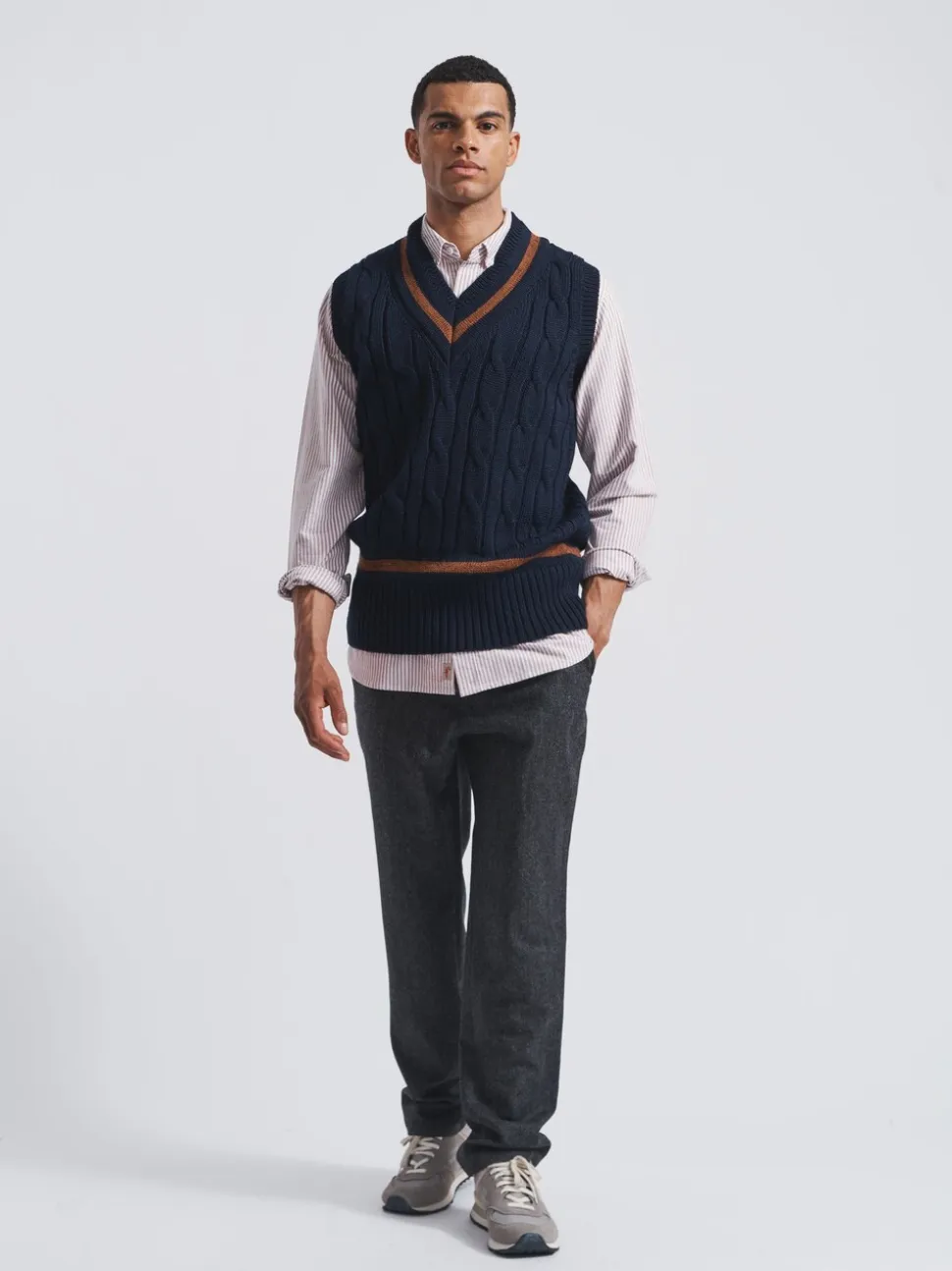Aubin Blue Hobbs Cricket Wool Slipover
