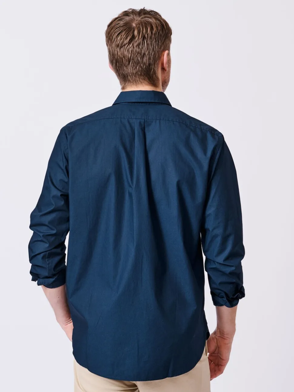Aubin Blue Navy Chase Poplin 100% Cotton Shirt