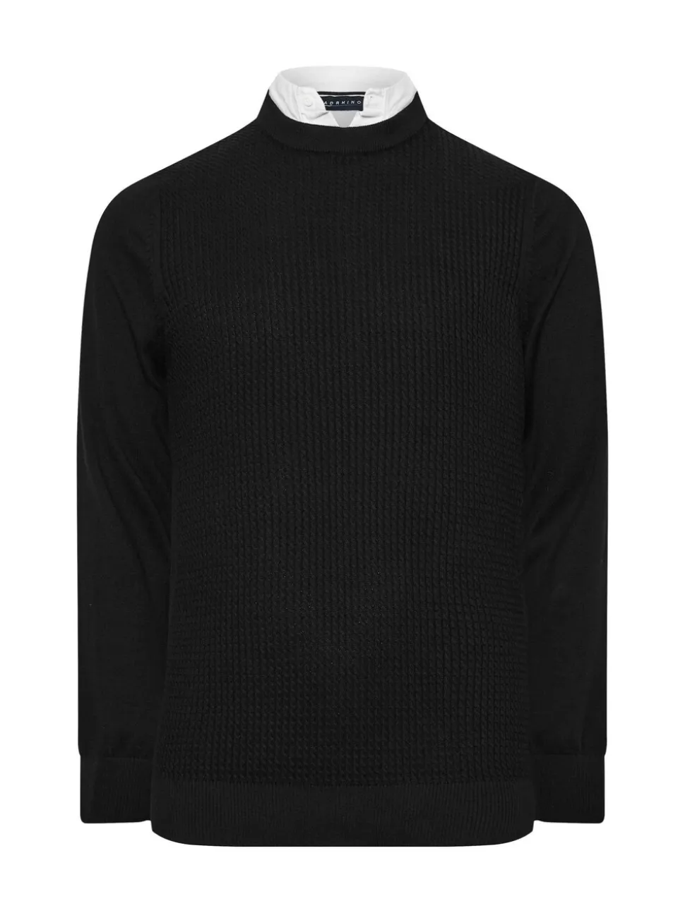 BadRhino Big & Tall Black 100% Cotton Cable Knitted Jumper