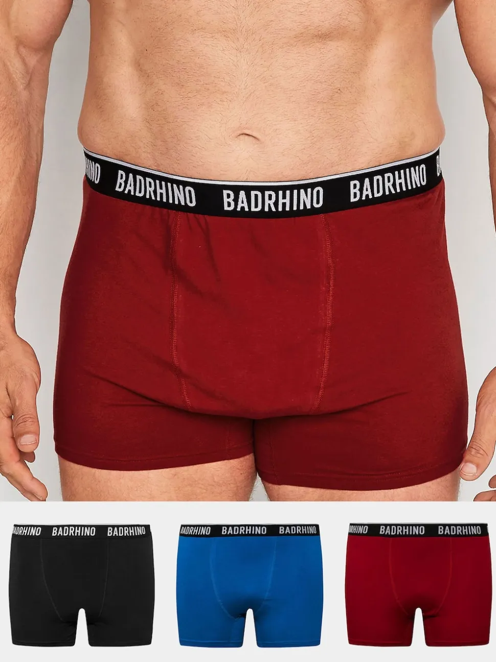 BadRhino Big & Tall Black 100% Cotton Boxers 3 Pack