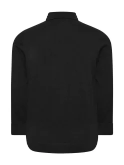 BadRhino Big & Tall Black Long Sleeve Knitted Zip Polo Shirt