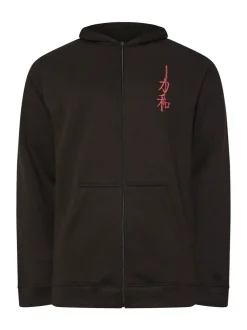 BadRhino Big & Tall Black Samurai Back Print Zip Hoodie