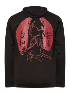 BadRhino Big & Tall Black Samurai Back Print Zip Hoodie