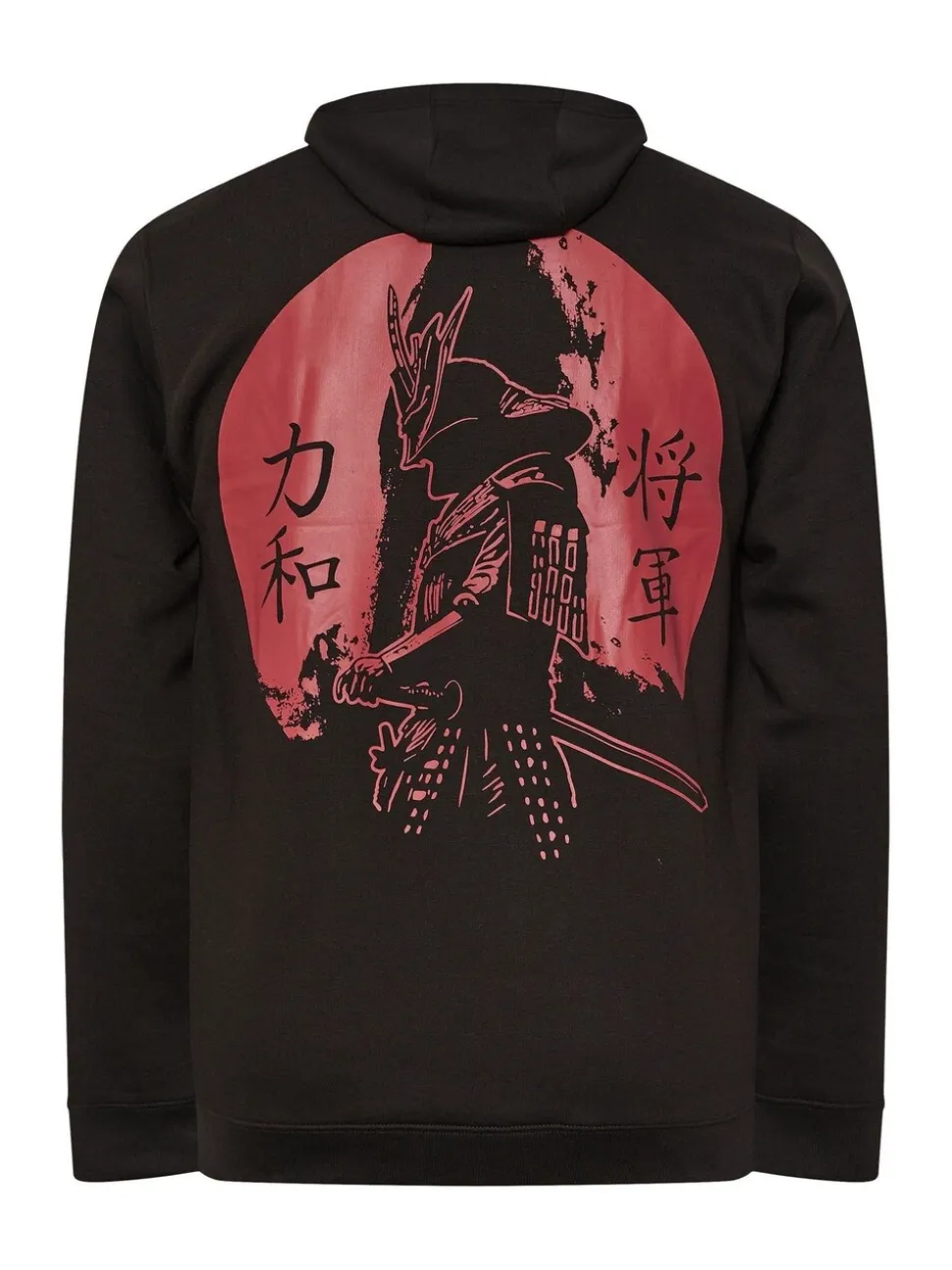 BadRhino Big & Tall Black Samurai Back Print Zip Hoodie