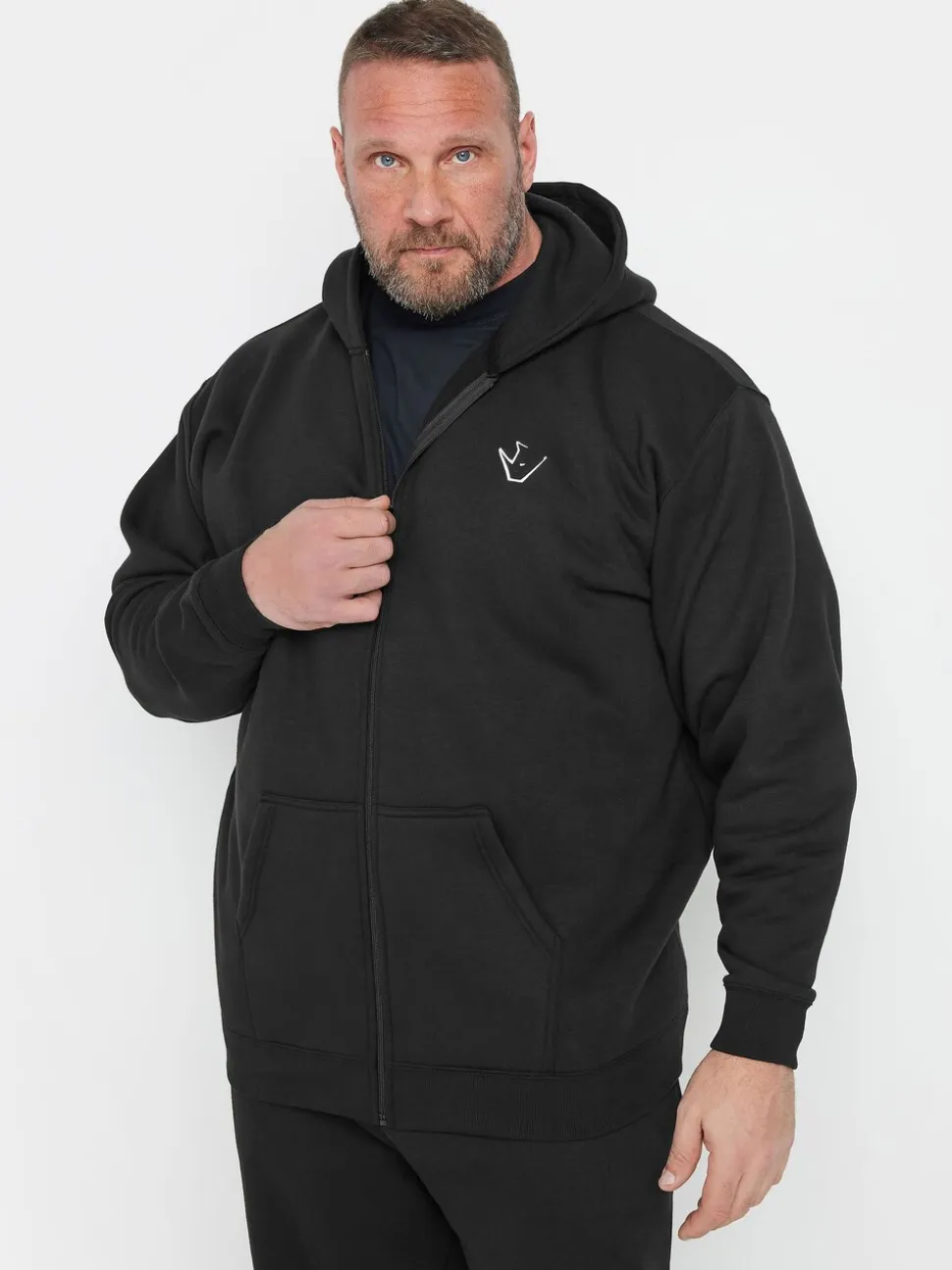 BadRhino Big & Tall Black IronRhino Logo Zip Through Hoodie