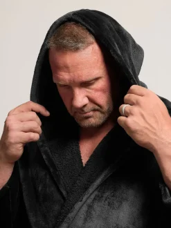 BadRhino Big & Tall Black Plush Dressing Gown