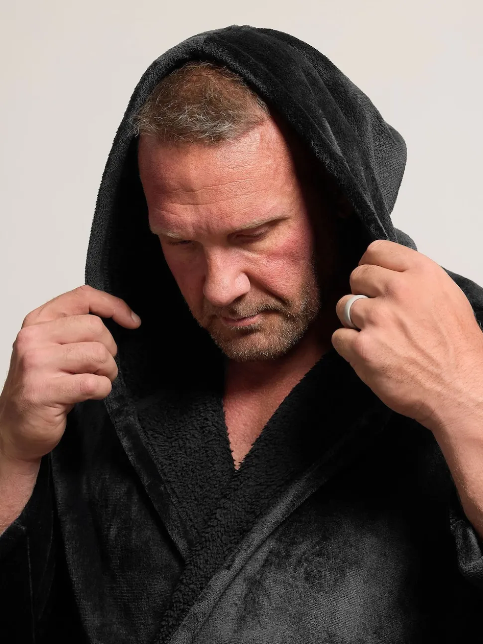 BadRhino Big & Tall Black Plush Dressing Gown