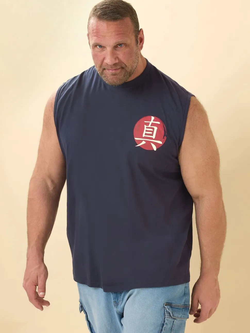BadRhino Big & Tall Blue 100% Cotton Back And Front Print Vest