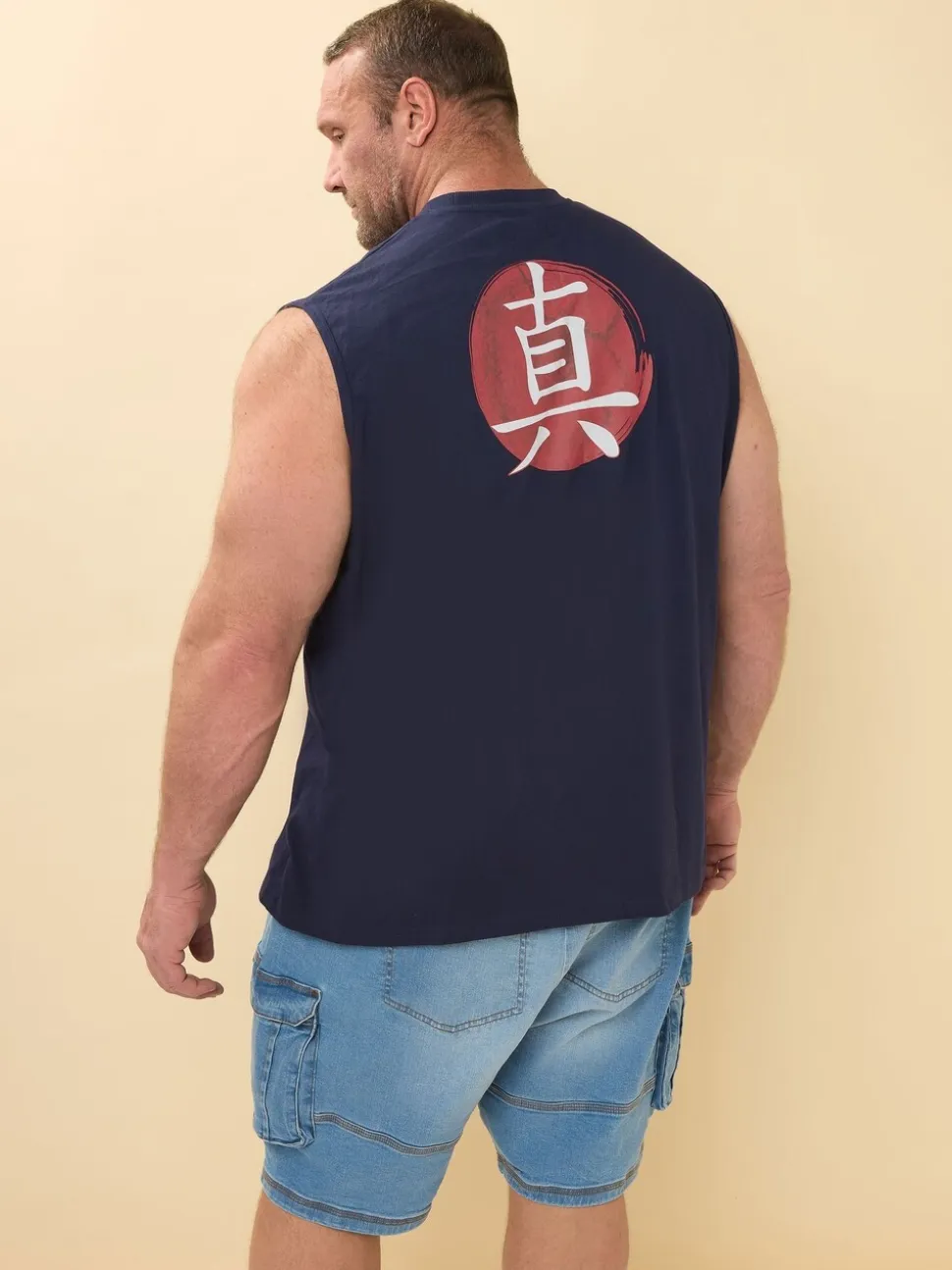BadRhino Big & Tall Blue 100% Cotton Back And Front Print Vest